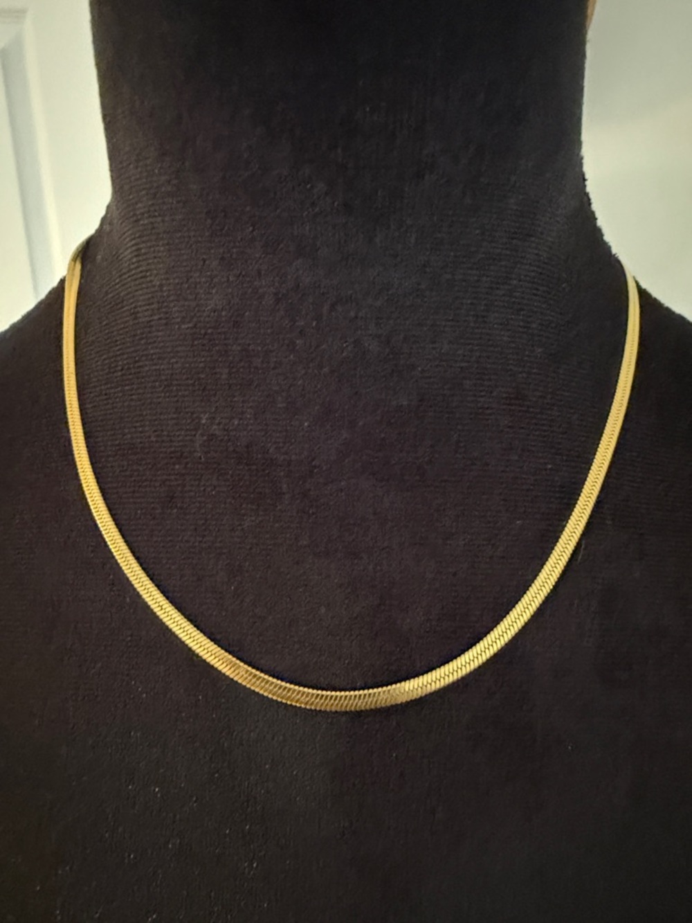 Slim Gold Herringbone Necklace for Women